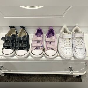 Black converse , purple converse, white Nikes. All size 10 little girls.